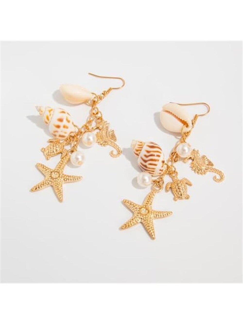 Beach Seashell Pearl Dangle Earrings